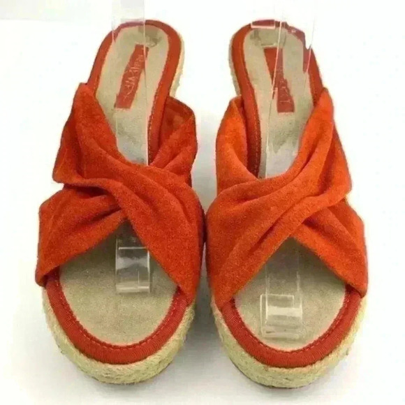 Nine west sandals sz 8 Wntgnitiontj burnt orange suede wedge espadrilles - Picture 2 of 9